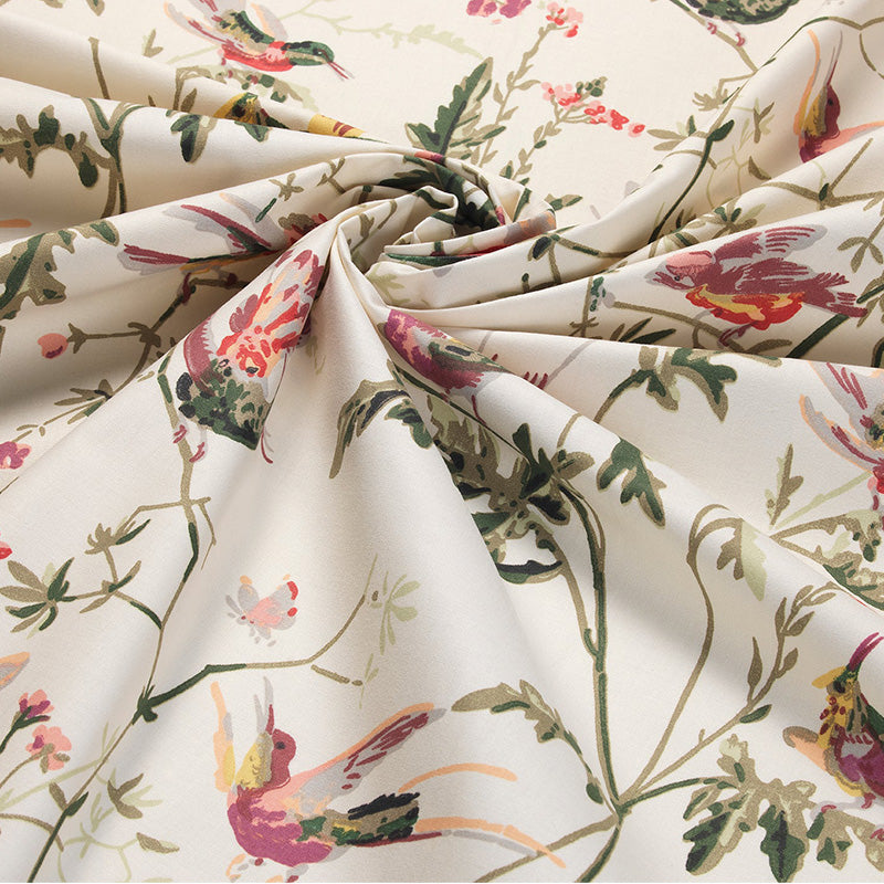 TESSUTO "Hummingbirds Cotton Classic Multi & Old Olive on Cream" - The Contemporary - Cole & Son