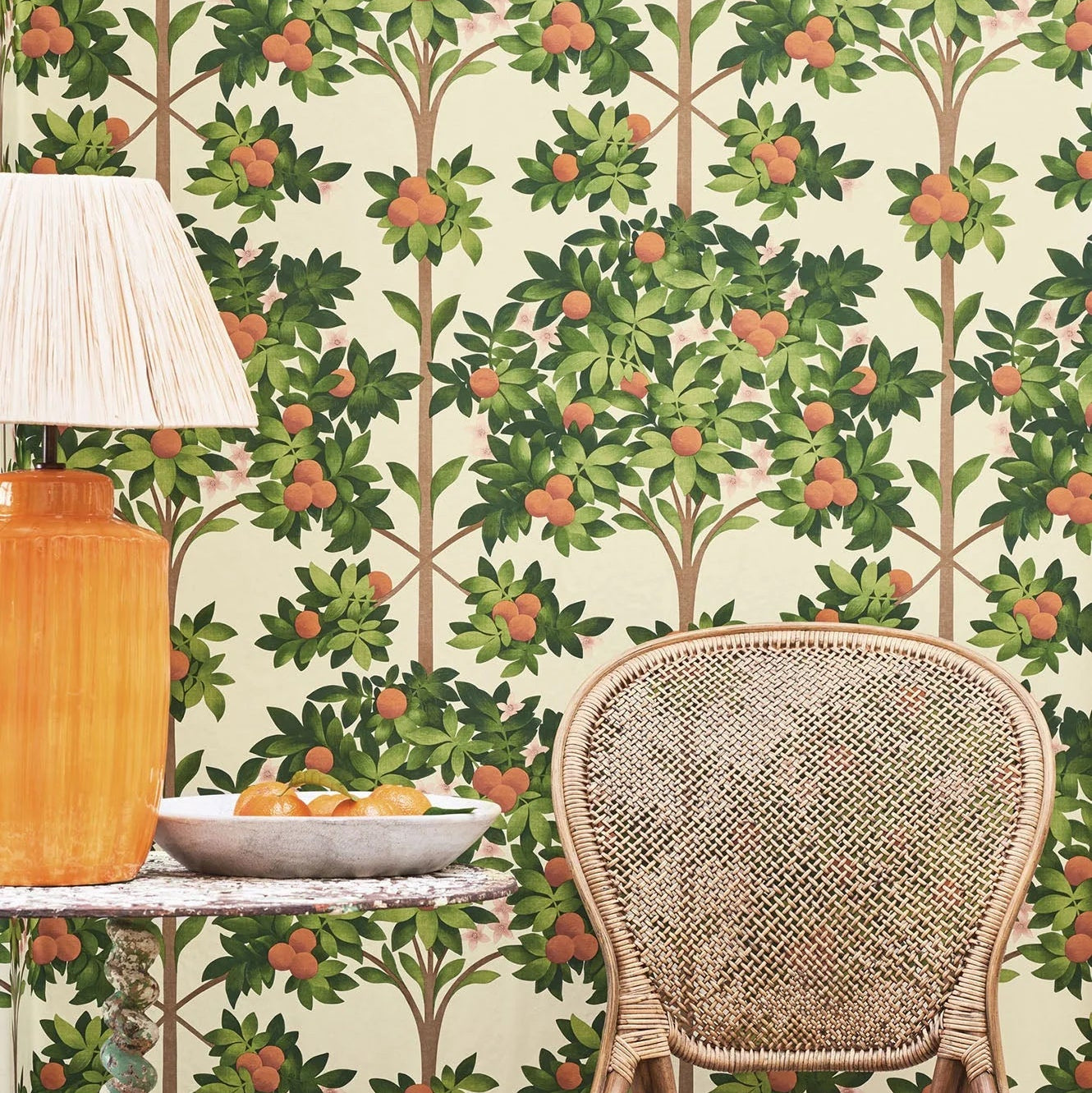 Tapete „Orangenblüte Orange und Grün“ | COLE & SON