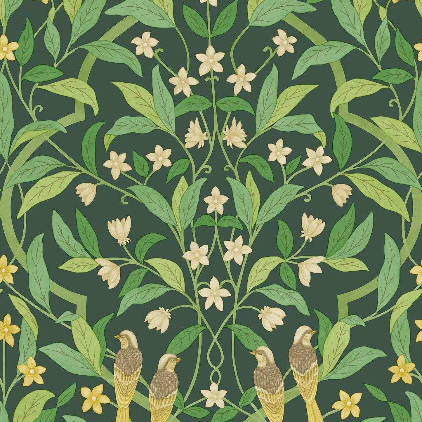 Tapete „Jasmin & Serin Symphonie grün“ | COLE & SON