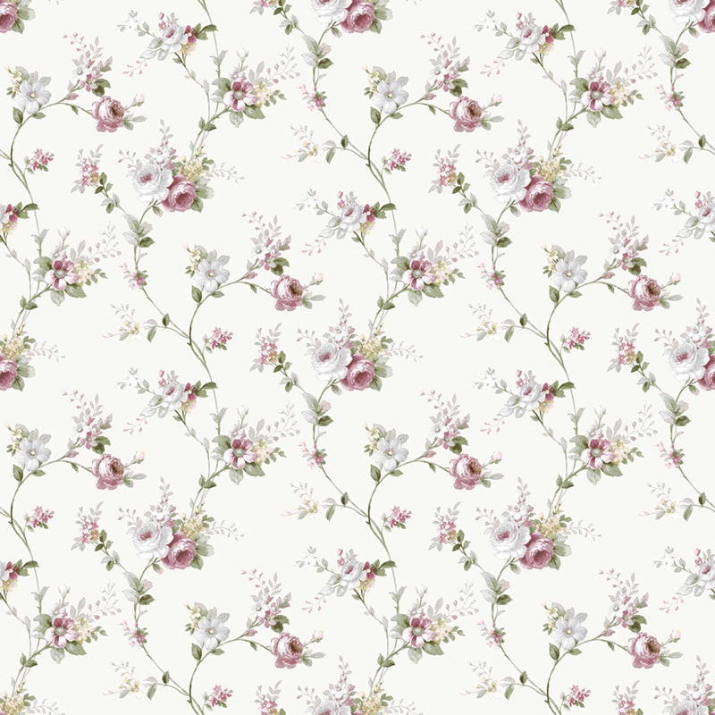 Carta da parati "Chaîne de Fleurs Blanche" a metraggio o rotolo