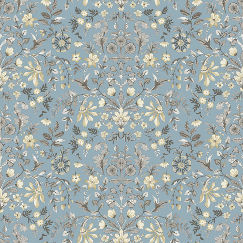 Carta da parati "Esplosione Floreale Celeste" a metraggio o rotolo