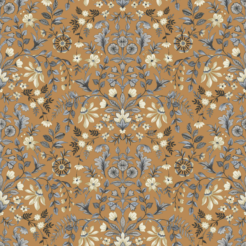 Carta da parati "Esplosione Floreale Marrone" a metraggio o rotolo