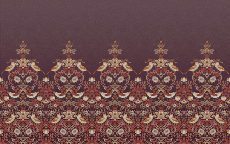 Carta da parati "Strawberry Thief Mural viola" - Morris at home