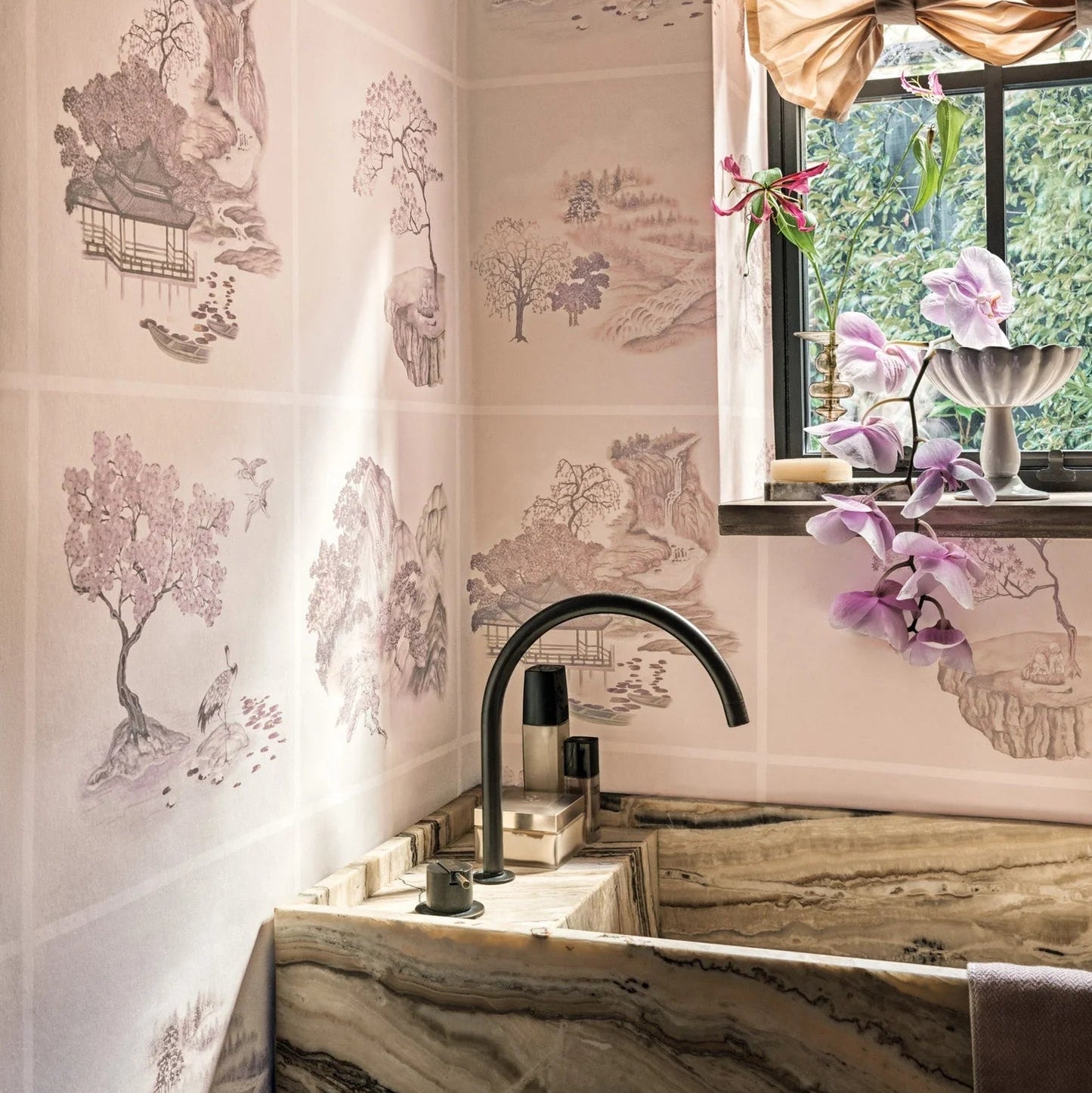 Carta da parati "Tile Toile rosa" - YOKU | COLE&SON