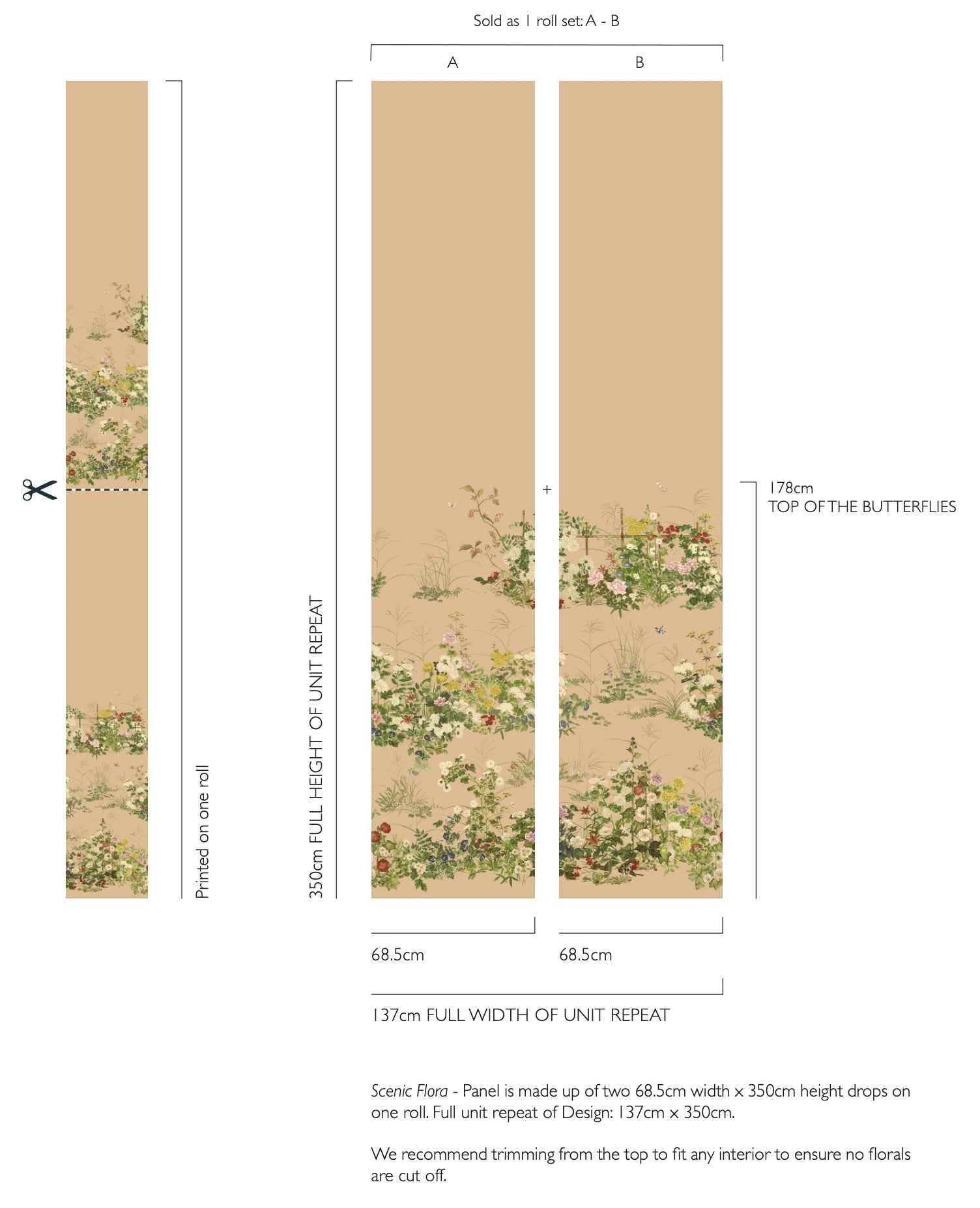 Carta da parati "Scenic Flora color oro metallizzato" - YOKU | COLE&SON