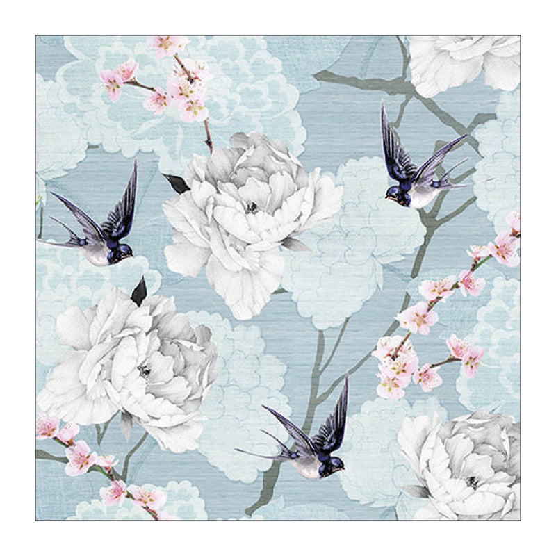 Tovaglioli "Fiori Orientali Blu" - Pacco Da 20