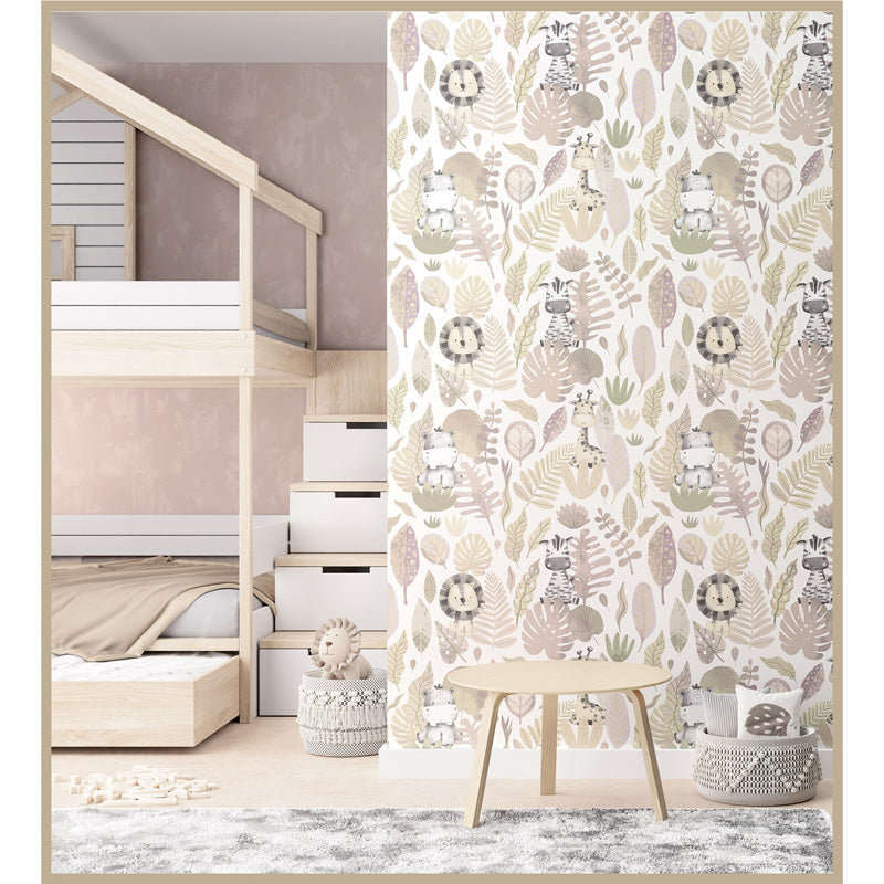 Carta da parati "Funny Jungle Beige" a metraggio o rotolo