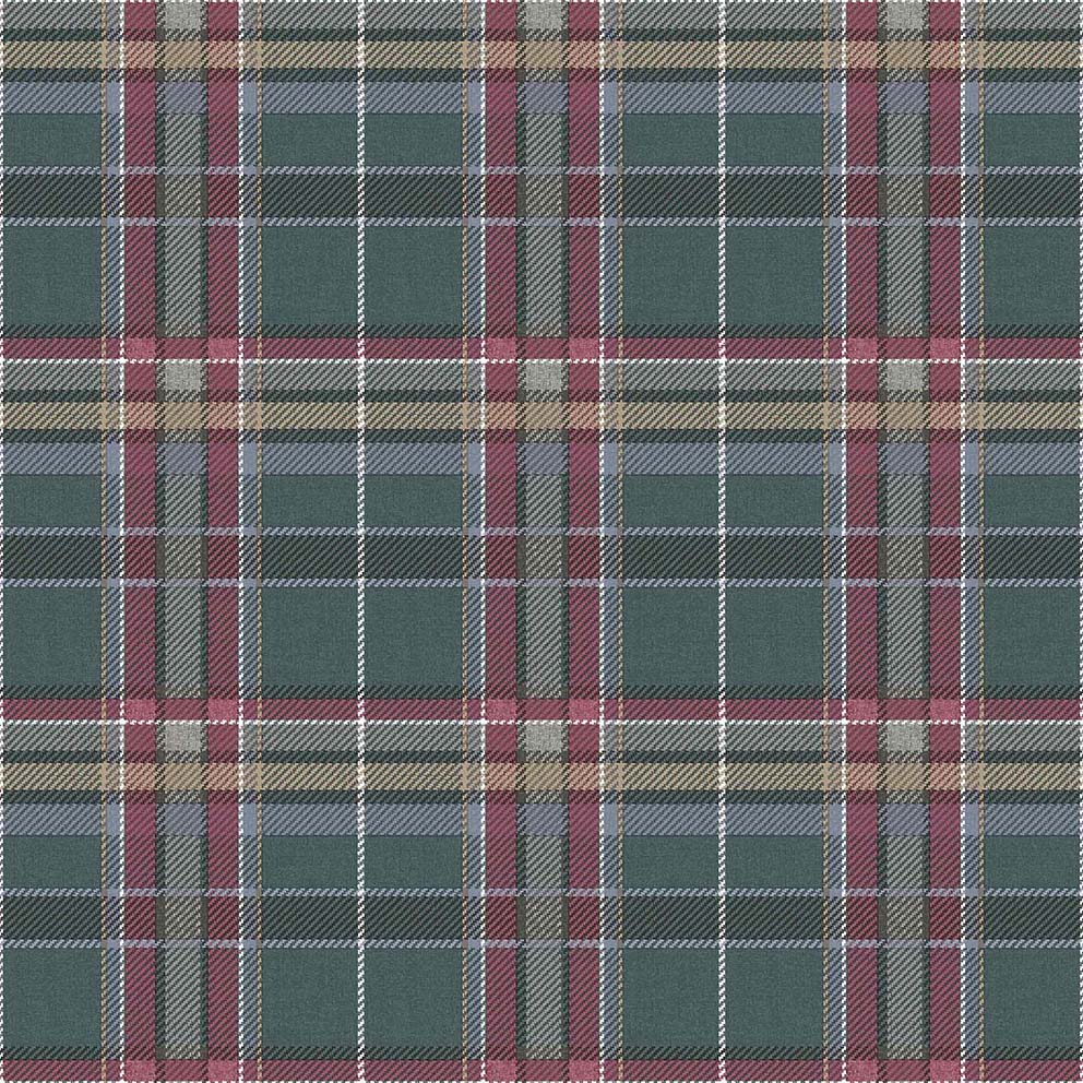 Carta da parati "BOTANY HOUSE TARTAN VERDONE E BORDEAUX", a metraggio o rotolo