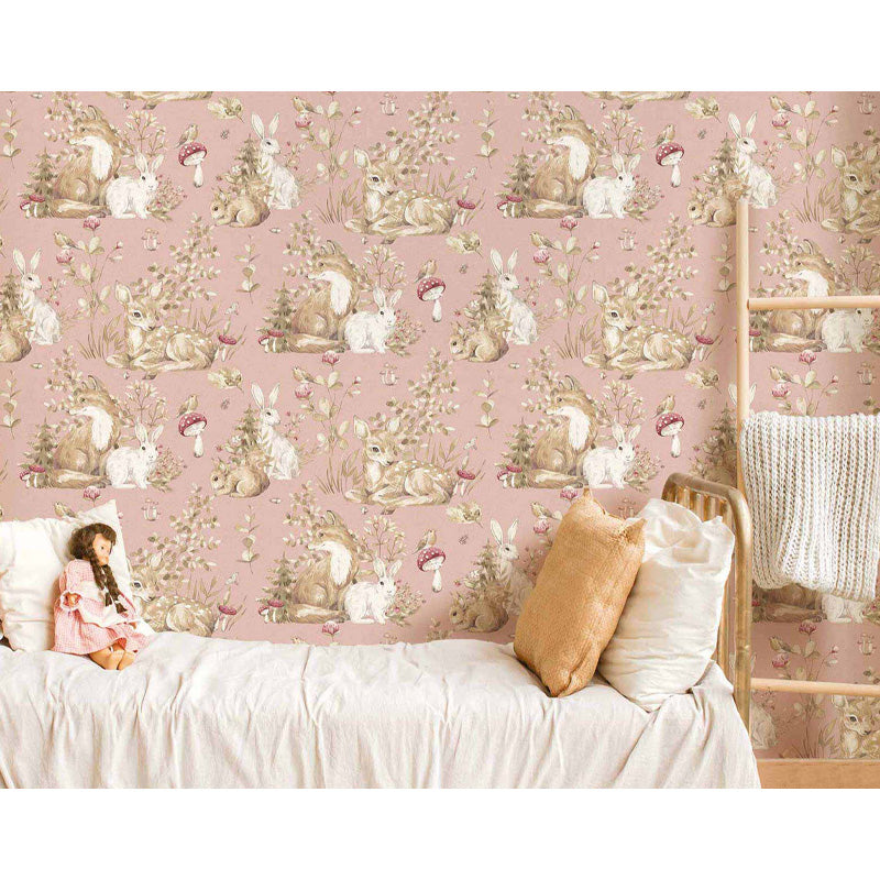 Carta da parati "Bosco - Rosa", a metraggio o rotolo