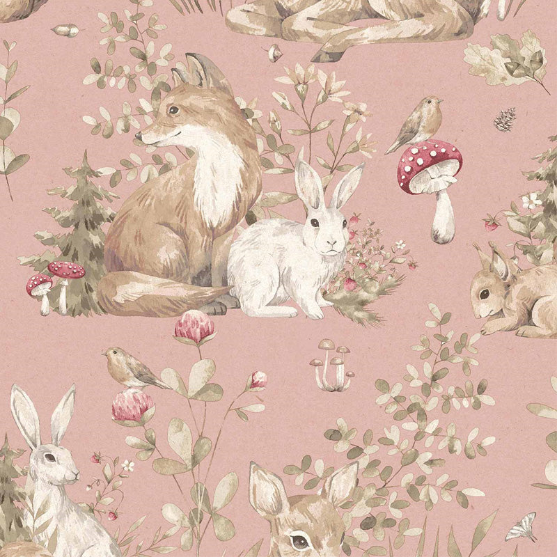 Carta da parati "Bosco - Rosa", a metraggio o rotolo