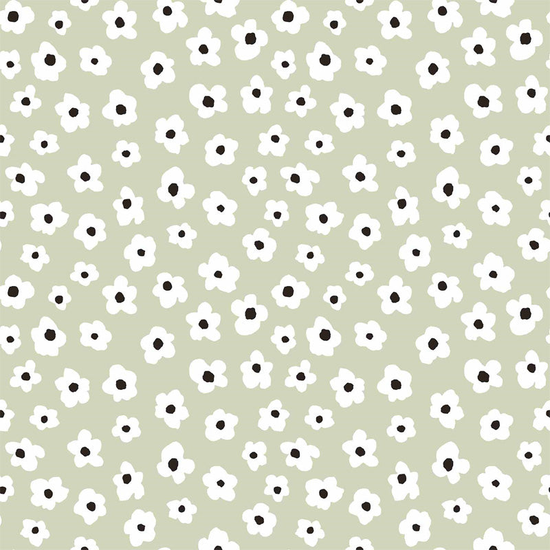 Carta da parati "Margherite - Verde", a metraggio o rotolo