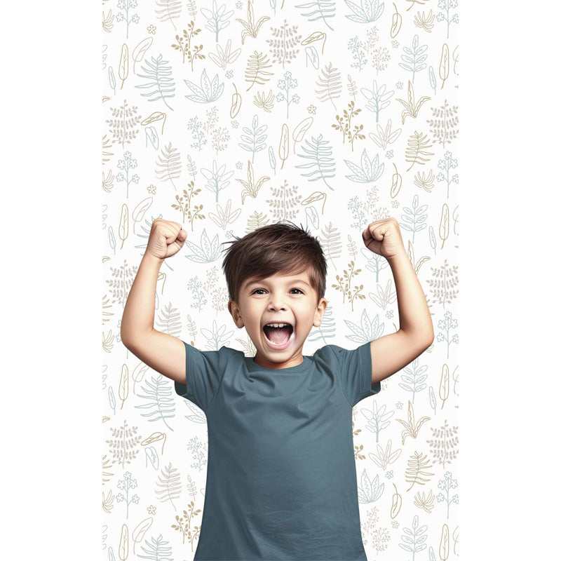 Carta da parati "Foglie - Azzurre", a metraggio o rotolo