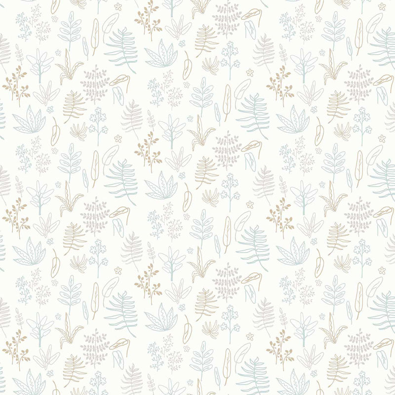 Carta da parati "Foglie - Azzurre", a metraggio o rotolo