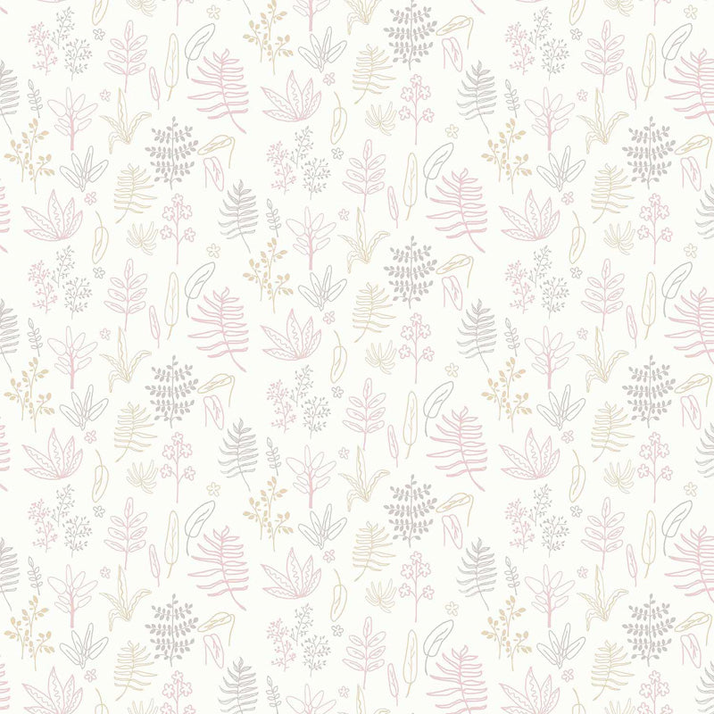 Carta da parati "Foglie - Rosa", a metraggio o rotolo