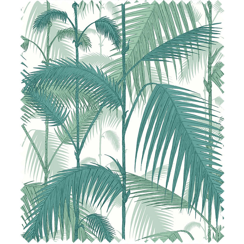 TESSUTO "Palm Jungle Linen Union Teal & Viridian on Chalk" - The Contemporary - Cole & Son