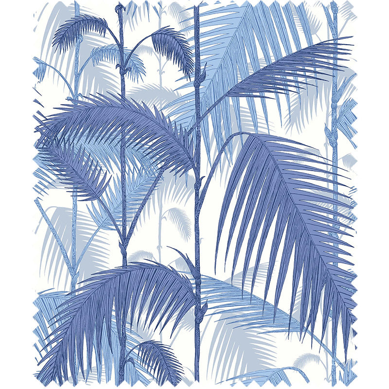 TESSUTO "Palm Jungle Linen Union Hyacinth on White" - The Contemporary - Cole & Son