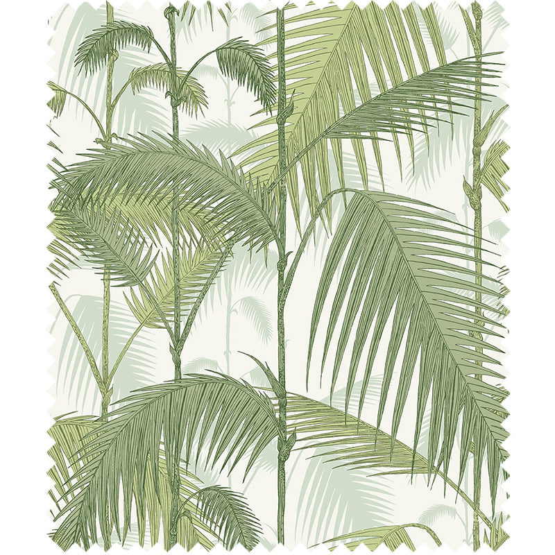 TESSUTO "Palm Jungle Linen Union Olive Green on White" - The Contemporary - Cole & Son