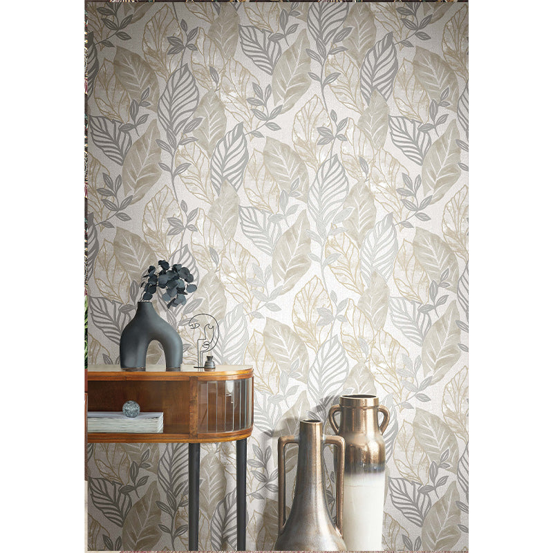 Carta da parati "Leaves Grey" a metraggio o rotolo