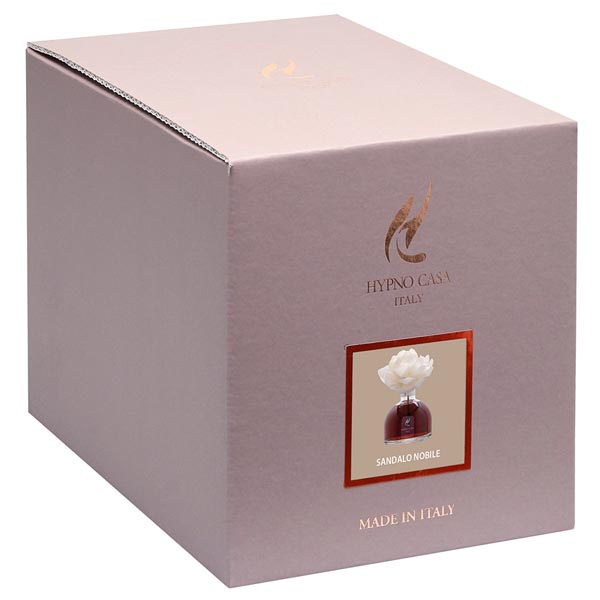 Diffusore di Fragranza Rosa "Sandalo Nobile" con Fiore, Hypno Casa, 100 ml
