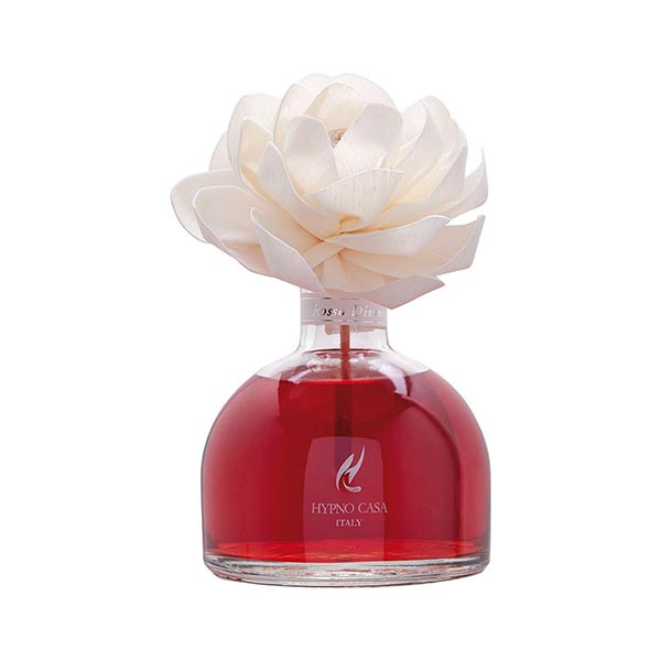 Diffusore di Fragranza Rosa "Rosso Divino" con Fiore, Hypno Casa, 250 ml
