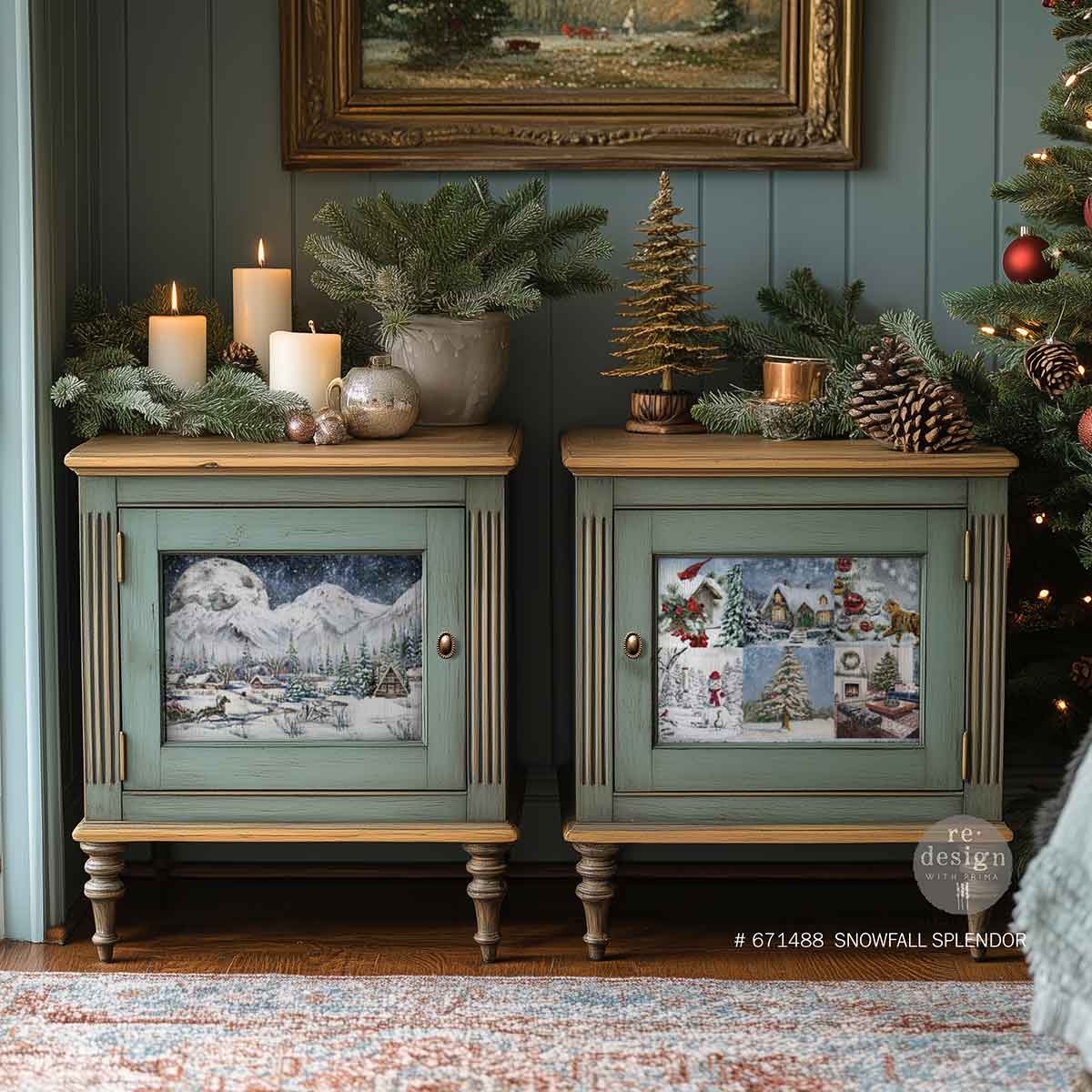 Carta da Découpage Fiber Paper "Snowfall Splendor " - 3 fogli A3