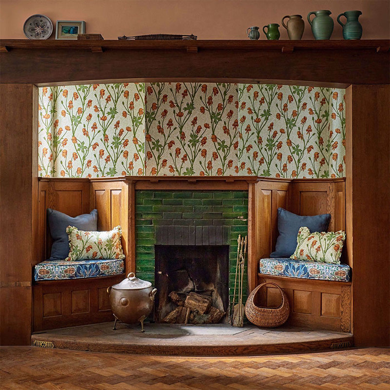 TESSUTO "MONKSHOOD TANGERINE/SAGE" - Morris & Co. - Sanderson