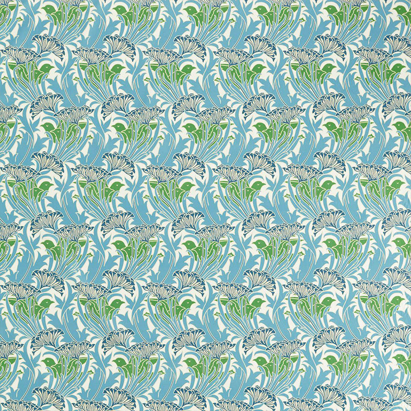 TESSUTO "LACEFLOWER GARDEN GREEN/LAGOON" - Morris & Co. - Sanderson