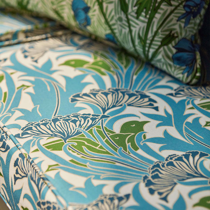 TESSUTO "LACEFLOWER GARDEN GREEN/LAGOON" - Morris & Co. - Sanderson