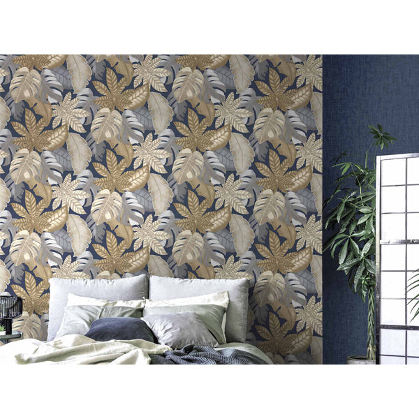 Carta da parati "Soft Feuillage Blu", a metraggio o rotolo