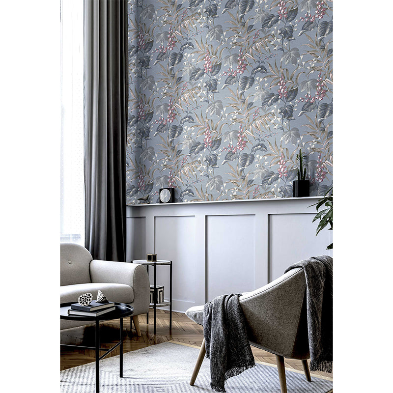 Carta da parati "Forest Pastel Celeste" a metraggio o rotolo