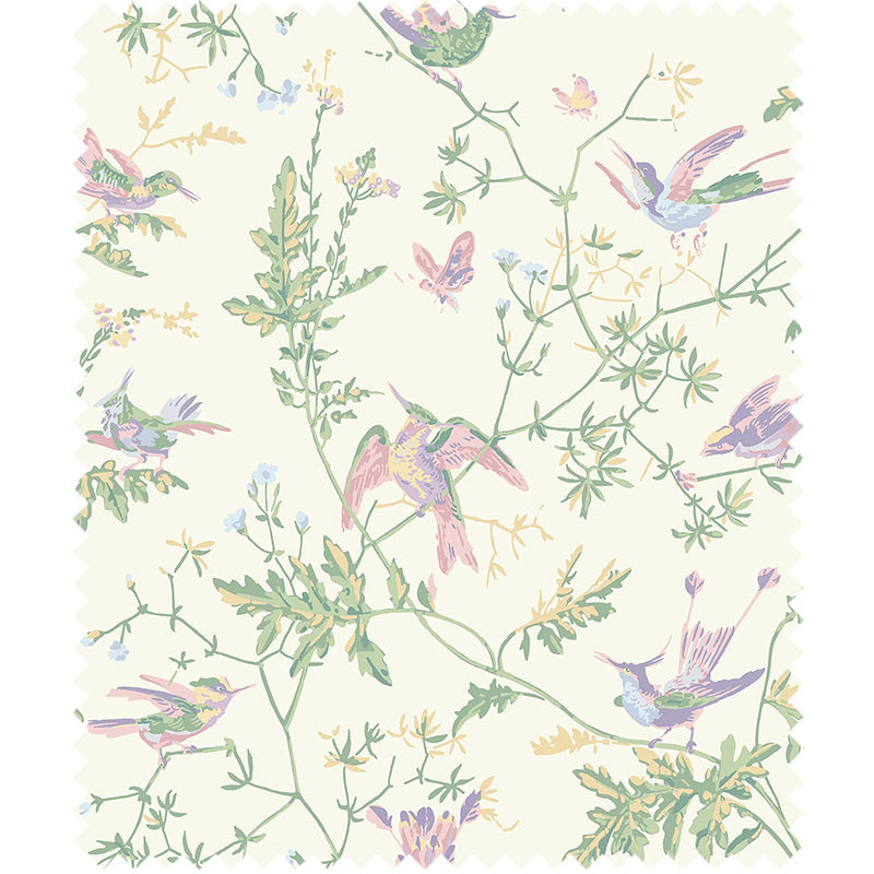 TESSUTO "Hummingbirds Cotton Blush, Sage, & Mulberry on Cream" - Selection of Hummingbirds - Cole & Son