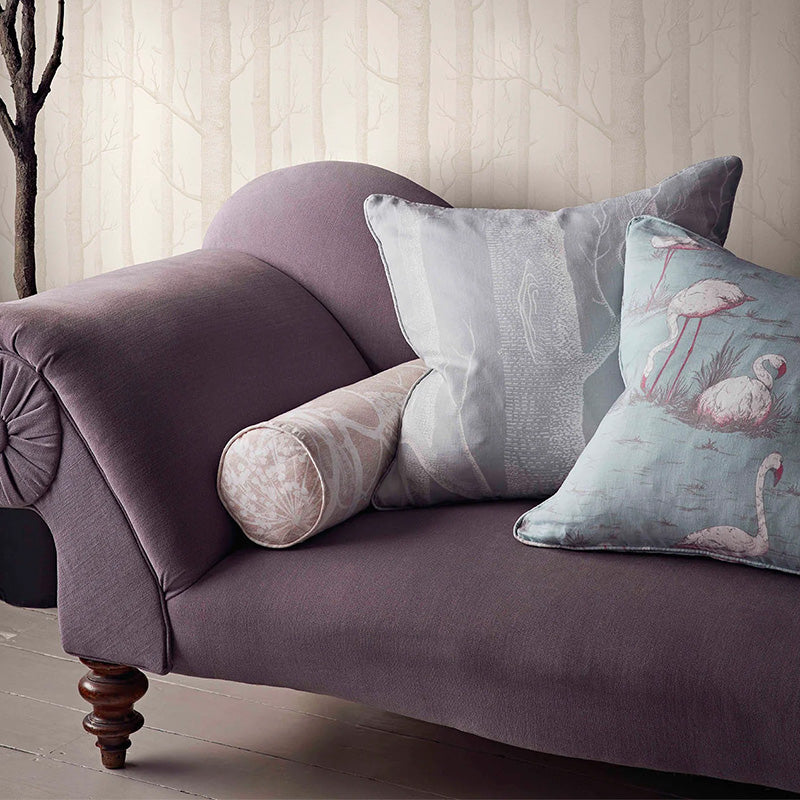 TESSUTO "Flamingos Linen Union White & Fuchsia on Seafoam" - The Contemporary - Cole & Son