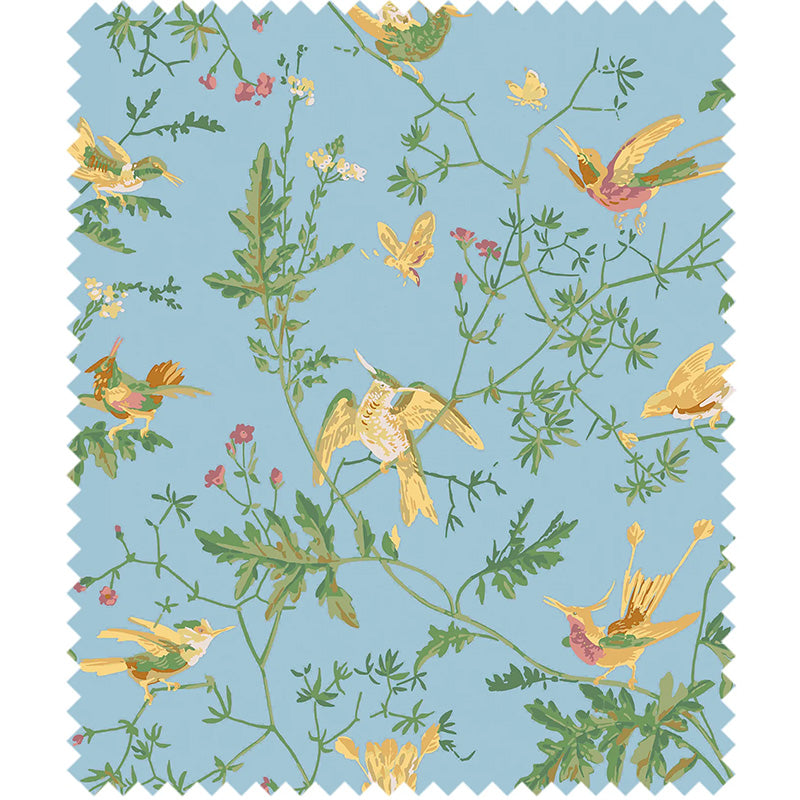 TESSUTO "Hummingbirds Buttercup Yellow on Cornflower Blue" - Selection of Hummingbirds - Cole & Son