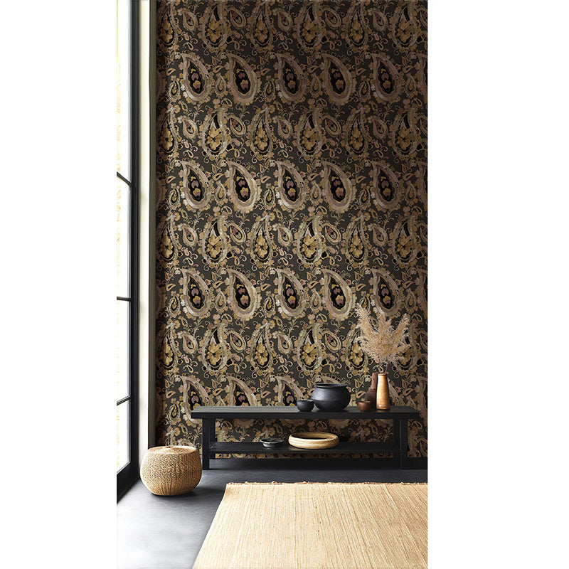 Carta da parati "Vintage Paisley Nero", a metraggio o rotolo
