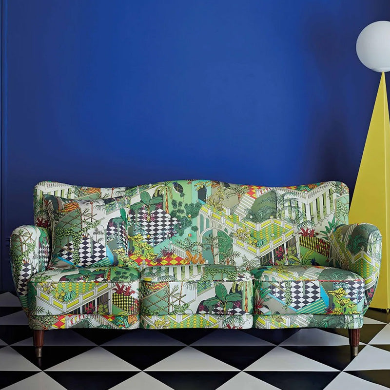 TESSUTO "Miami Cotton Olive Green Multi" - The Contemporary - Cole & Son