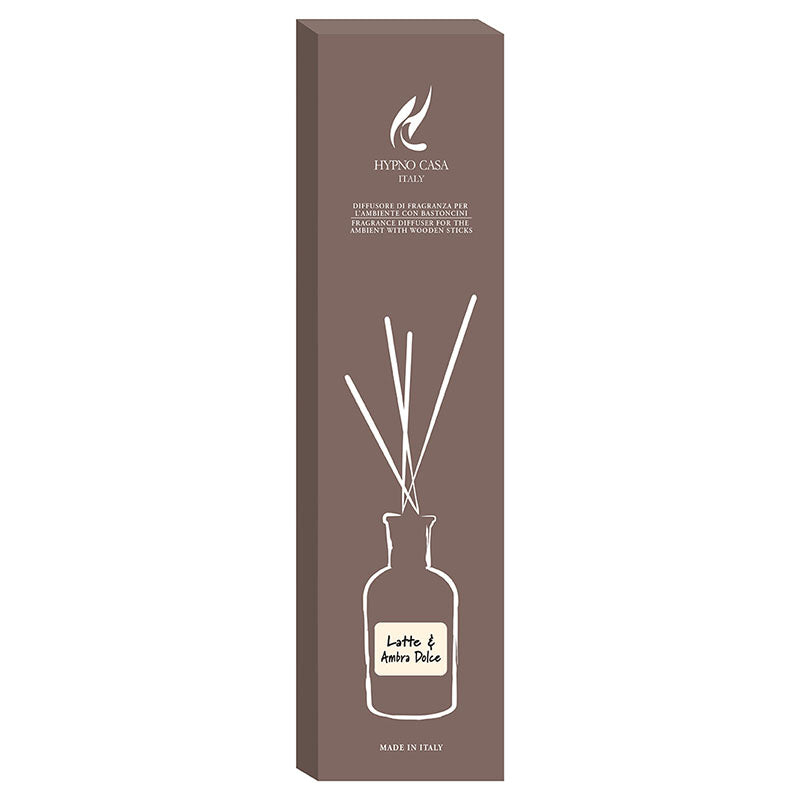 Profumatore "Latte e Ambra Dolce" Diffusore a bastoncino, Hypno Casa, 500 ml
