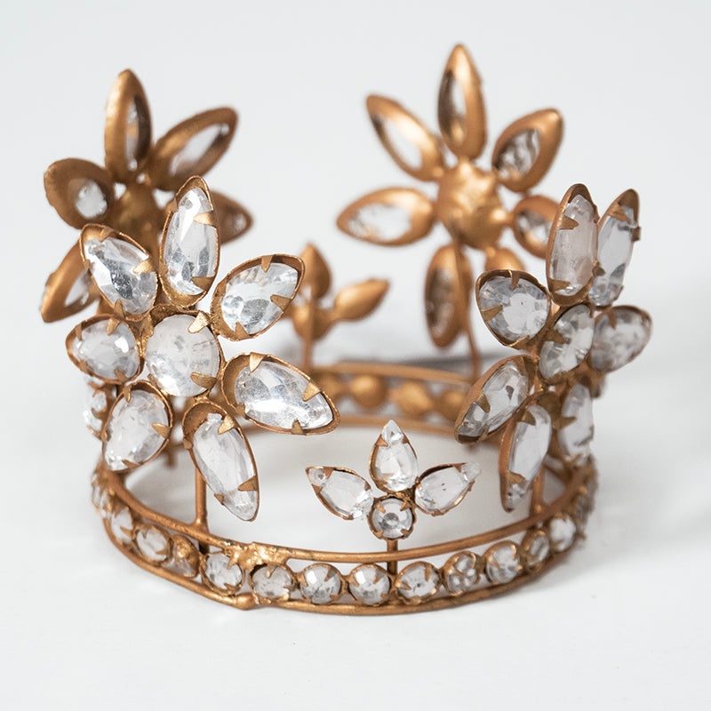 Decorazione corona “coroncina Flower”, oro e pietre