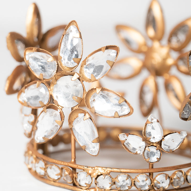 Decorazione corona “coroncina Flower”, oro e pietre
