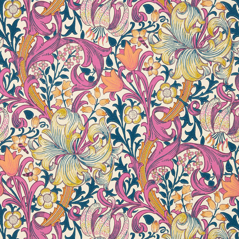 Carta da Parati "GOLDEN LILY PINK FIZZ" Morris & Co. - Sanderson