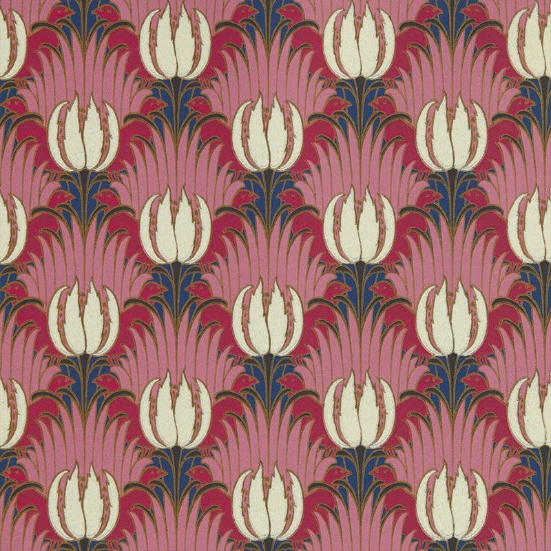 Carta da Parati "TULIP & BIRD AMARANTH & BLUSH" Morris & Co. - Sanderson