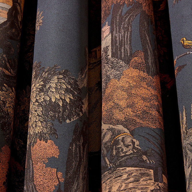 TESSUTO "Versailles Grand Cotton Ginger on Charcoal" - The Contemporary - Cole & Son