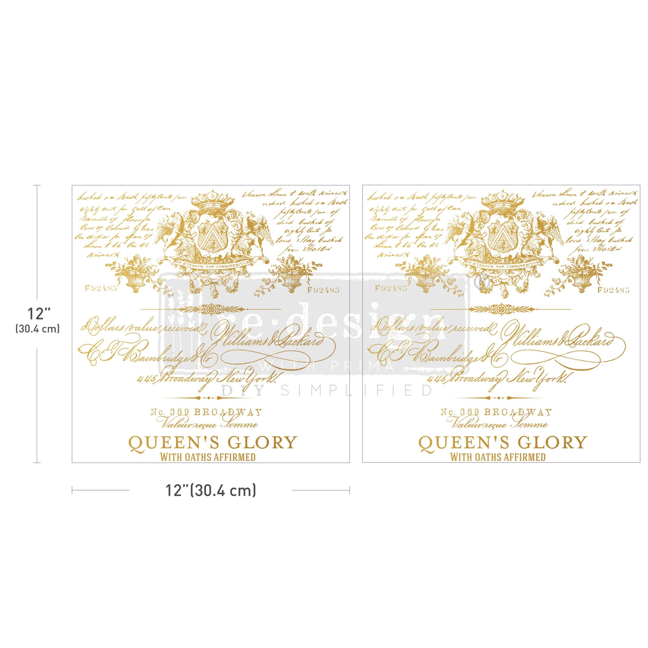 Redesign Decor Transfers "Queen’s Glory" 2 fogli 30,48x30,48 cm