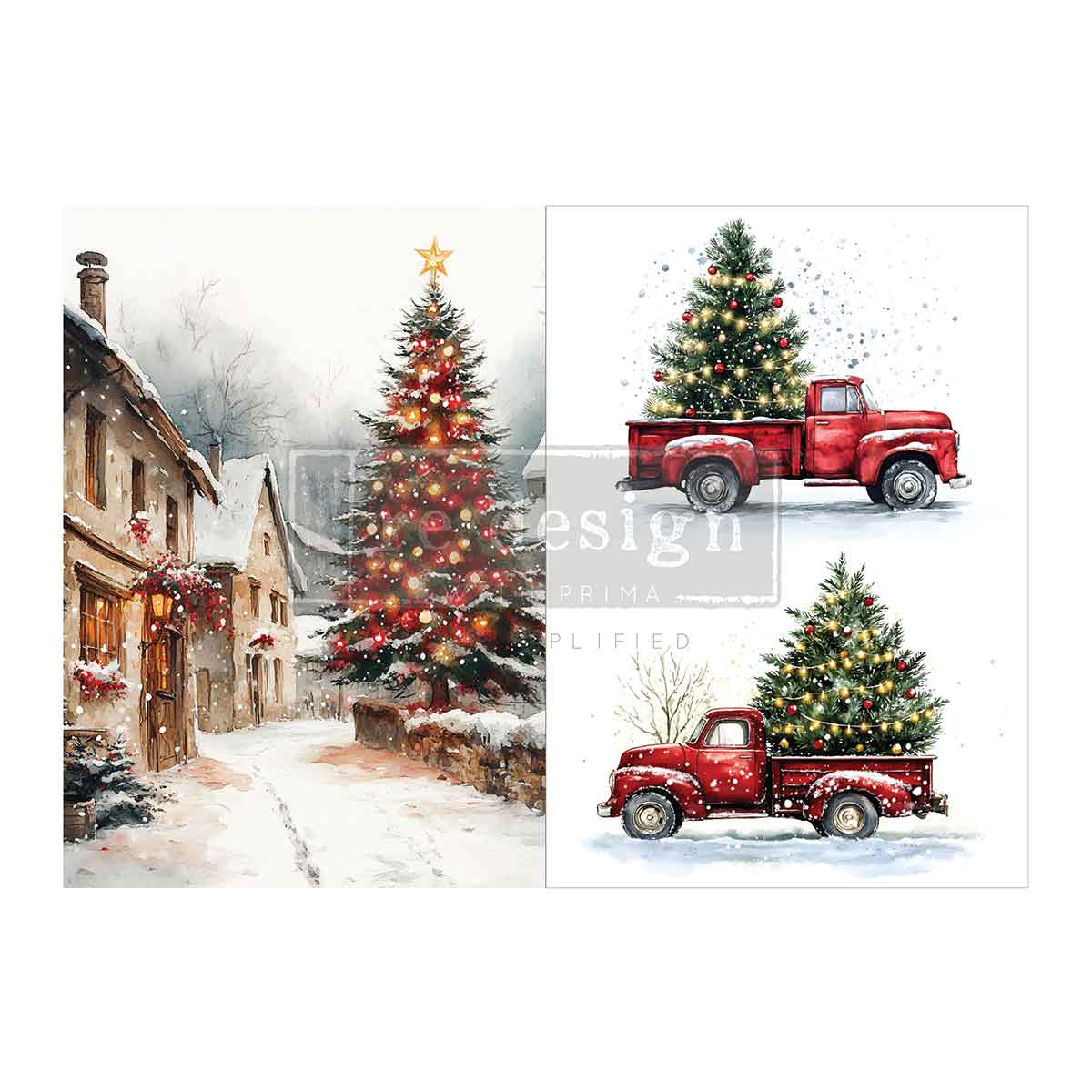 Decoupierpapier Faserpaket „Weihnachtliche Fracht“ – 3 Bögen A3