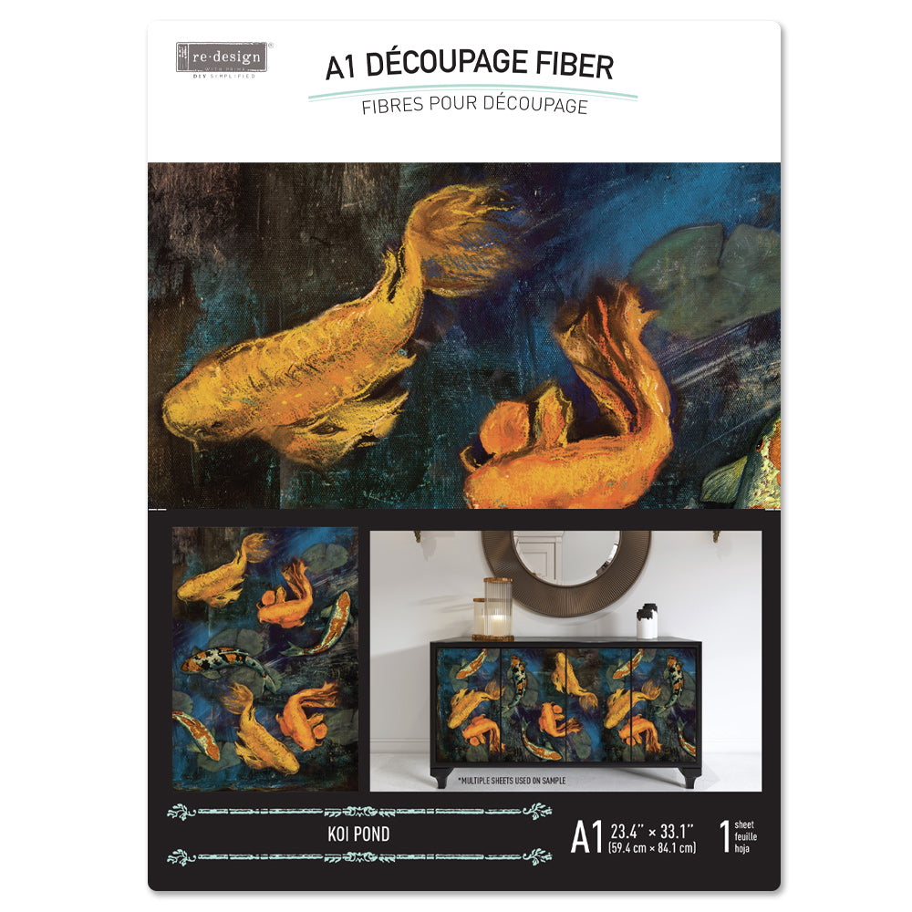 Carta da Découpage"KOI POND" in Tessuto Formato A1