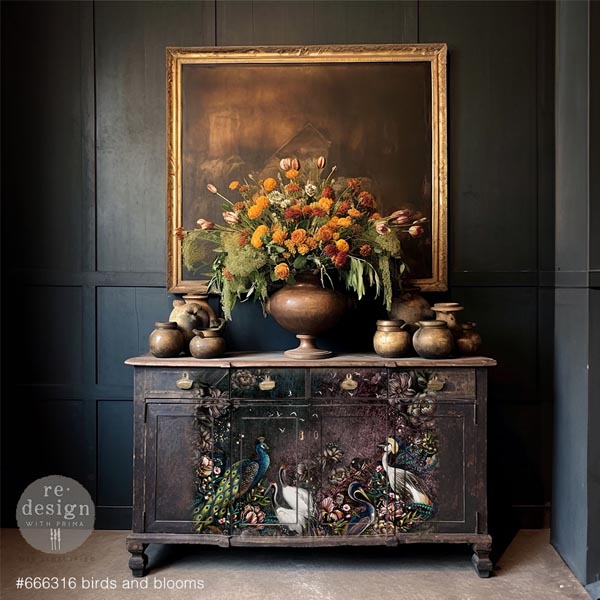 Carta da Découpage "BIRDS AND BLOOM" in Tessuto Formato A1