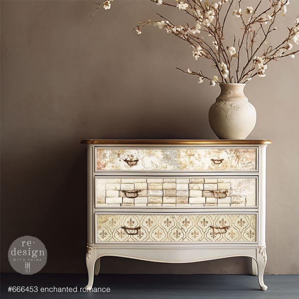 Carta da Découpage Paper Pack "ENCHANTED ROMANCE" in Tessuto 49.53 x 76.2 cm