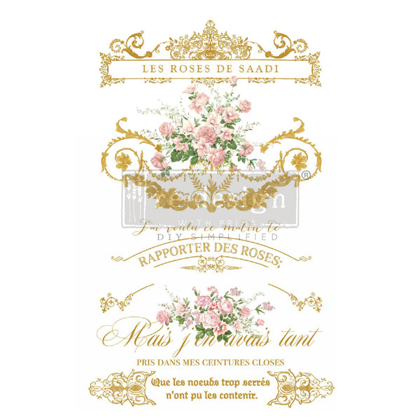 Redesign Decor Transfers Gold Foil Kacha “LES ROSES” 60x88 cm