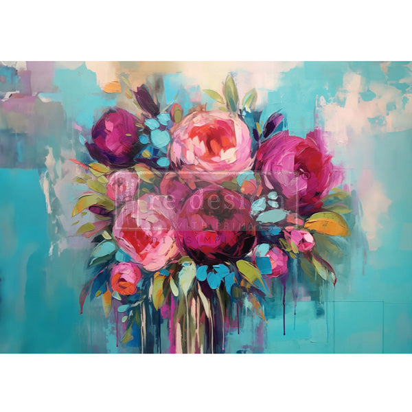 Carta da Découpage "Burst of Color" in Carta di Riso 59x84 cm