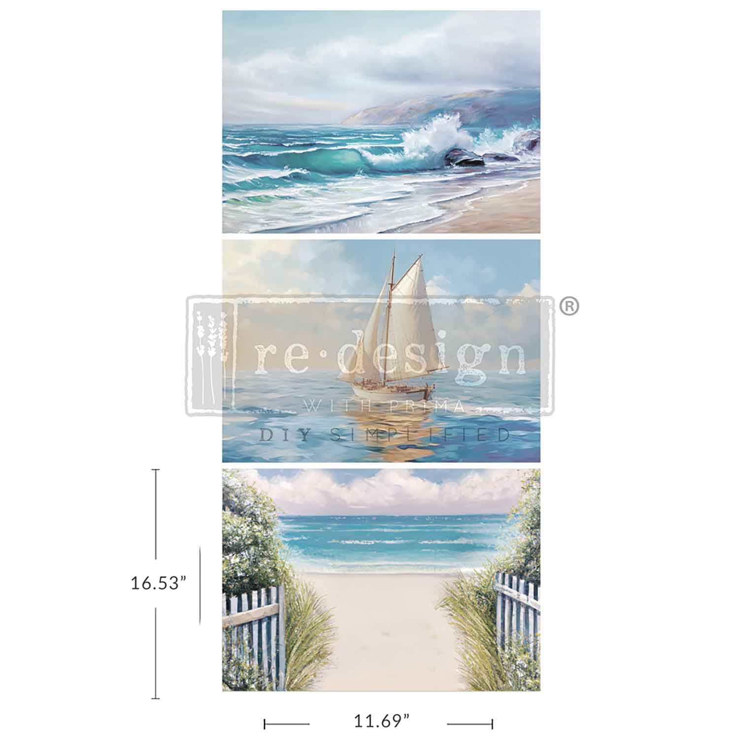 Carta da Découpage Decor Tissue Paper Pack - Seascape Melody 3 fogli A3