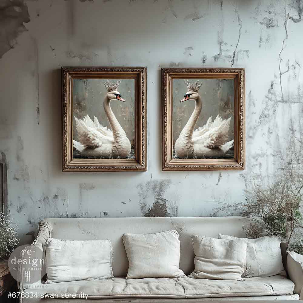 Carta da Découpage Fiber Pack - Swan Serenity 3 fogli A3